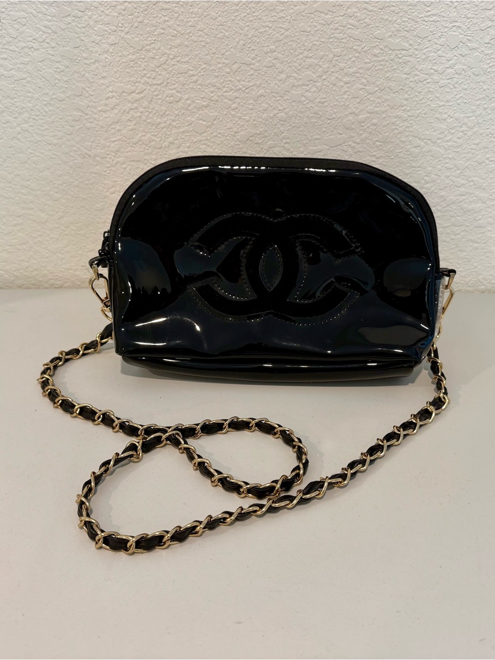 Precision Chanel makeup Upcycled Patent Leather Chain Crossbody Bag